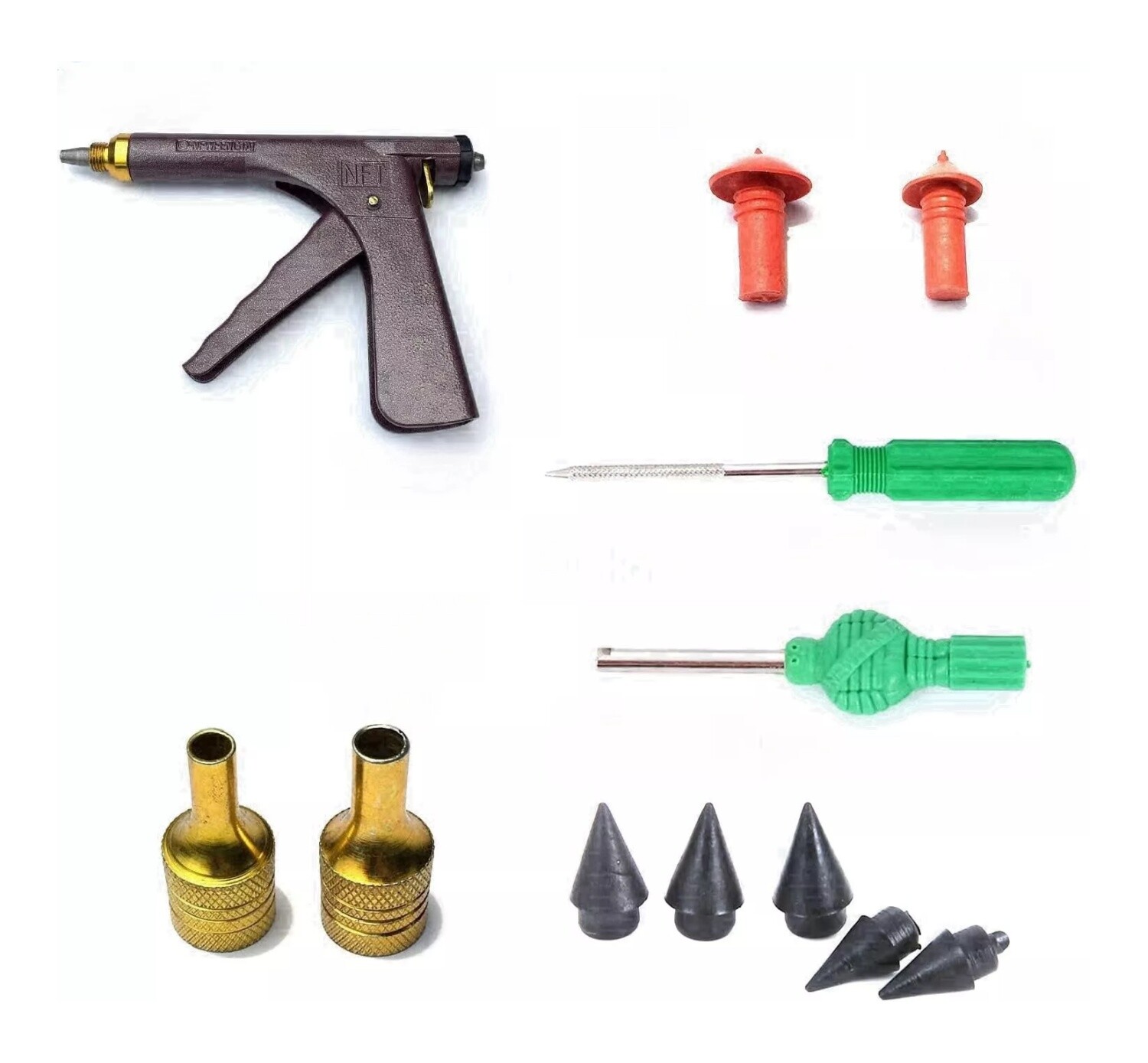Tire Plugger Tubeless Tire Wheel Repair Gun Kit Mushroom Plug Probe Nozzle! New