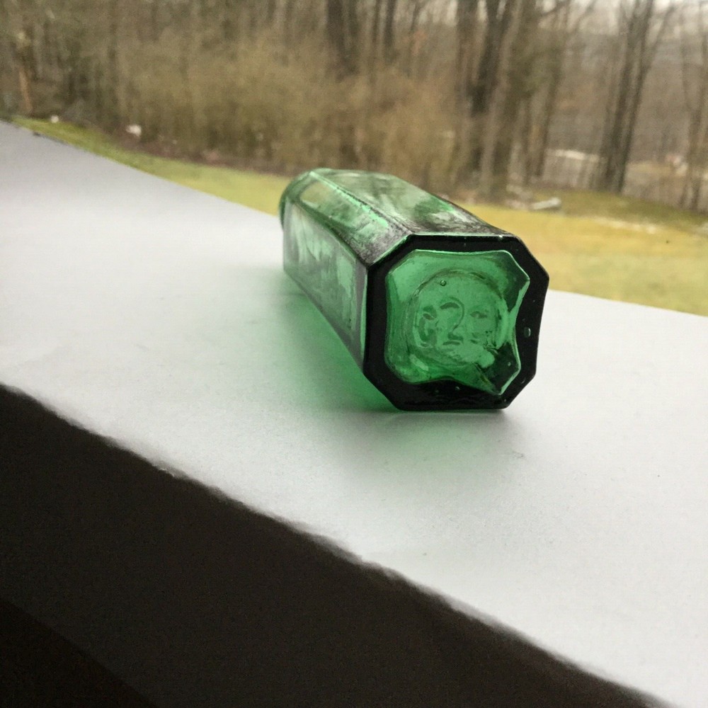 Small Green Antique Condiment Bottle