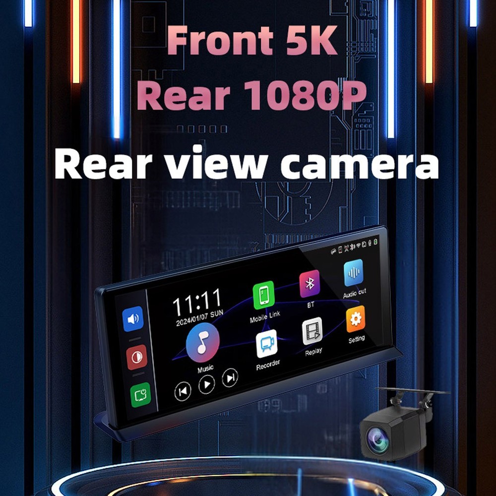5K Dash Cam GPS Navigator Dashboard DVR Camera Carplay Android Auto Mirror Link