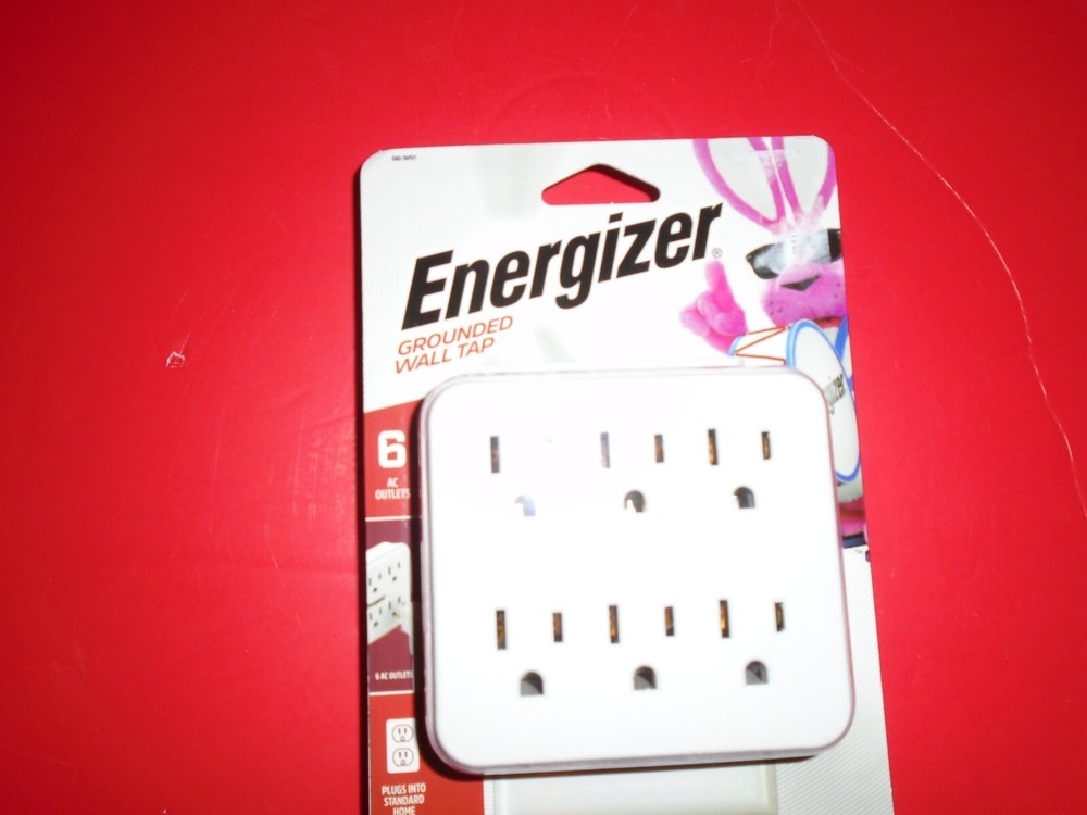 Energizer Grounded Wall Tap 6 AC Outlets Plug NEW