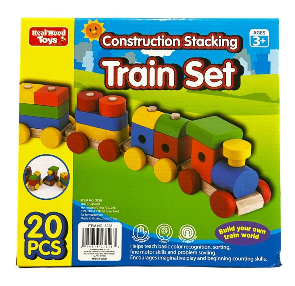 Real Wood Toys Construction Stacking Train Set 20pcs