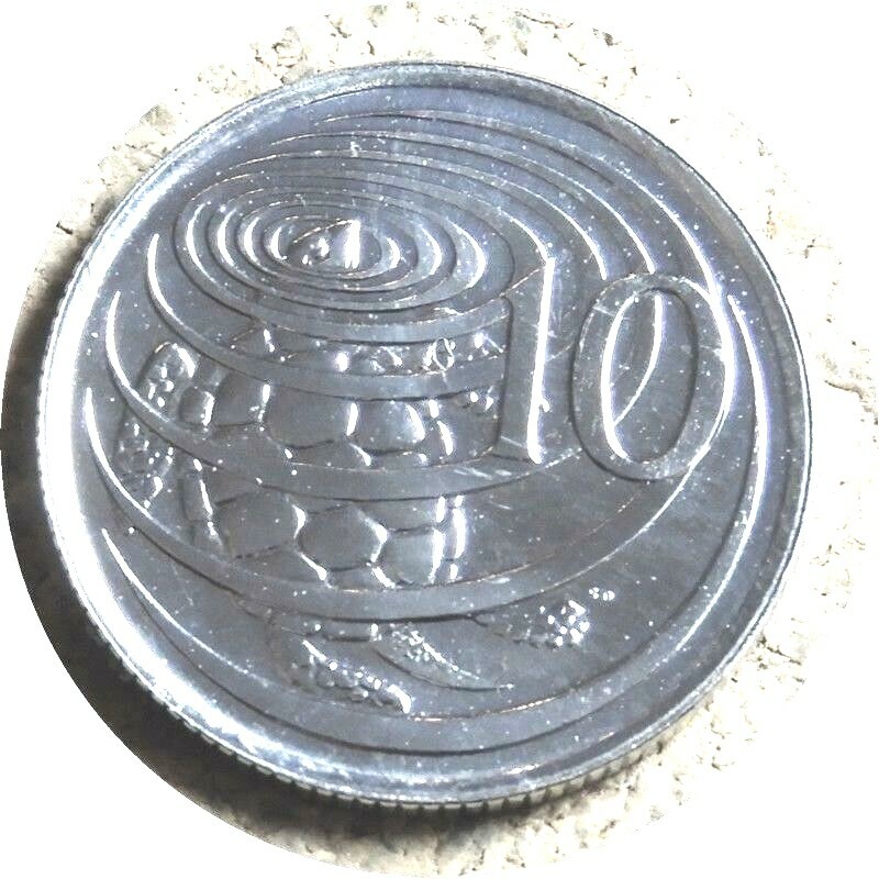 elf Cayman Isl 10 Cents 1973 Proof Green Turtle
