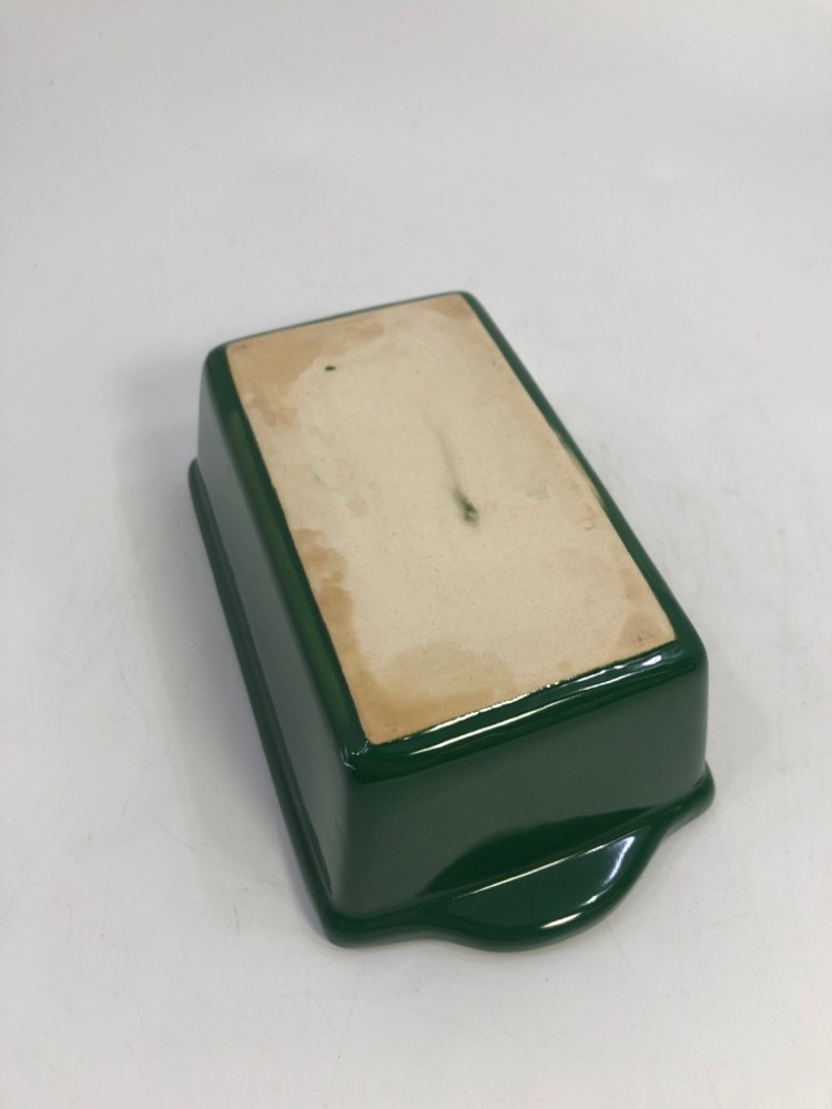JADE GLAZED STONEWARE LOAF PAN.