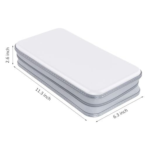CD Case, DVD Case Holder 96 Capacity Hard Plastic CD DVD Disc Cases White