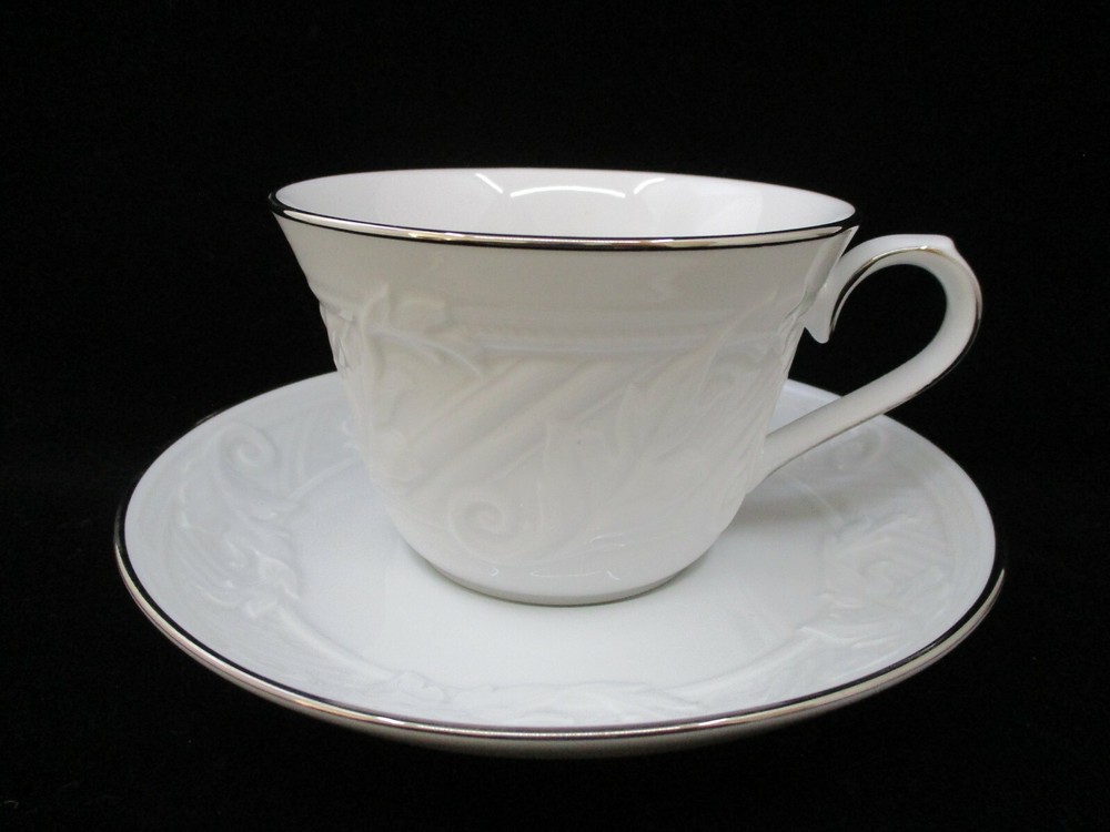 NORITAKE WHITEBRIDGE PLATINUM CUP & SAUCER - 2 5/8"  0306F