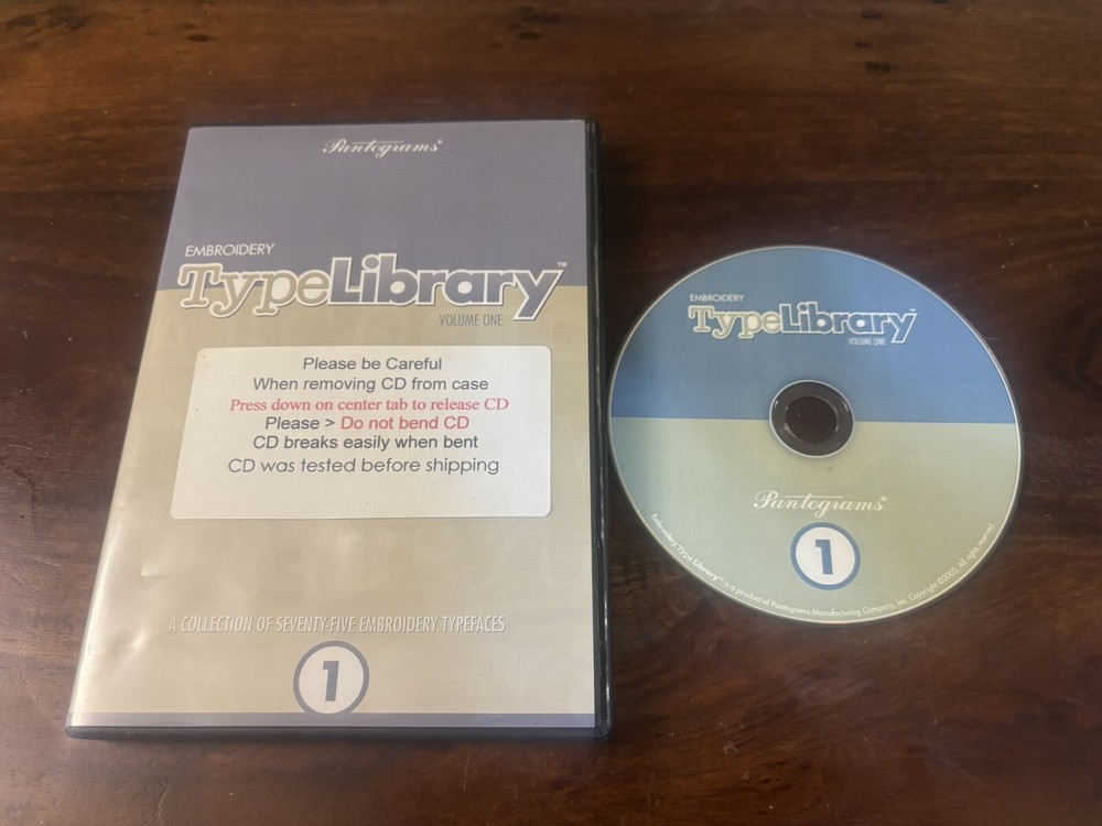 Pantograms TYPE LIBRARY VOLUME ONE 75 Embroidery Sewing CD-ROM 2005