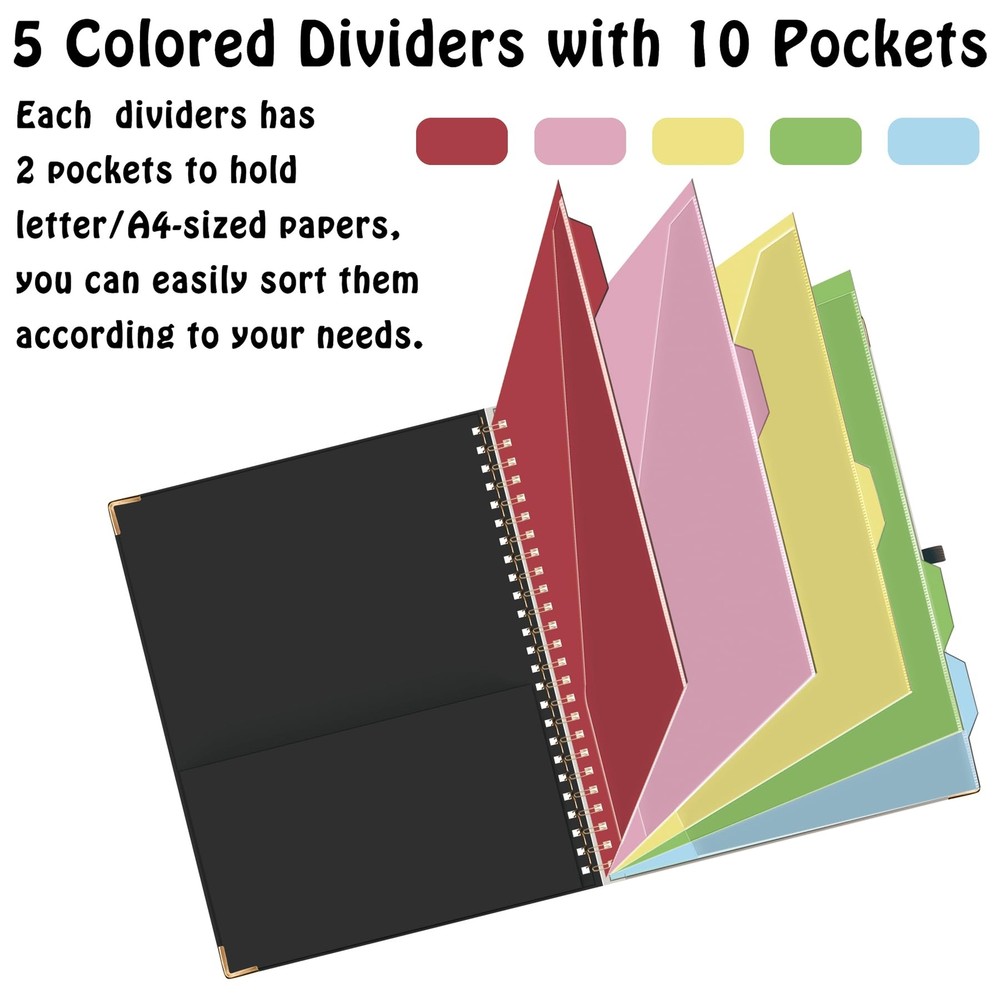 Clipboard Folio with Refillable Lined Notepad for Letter Size 11" x 8.5" 5 Di...