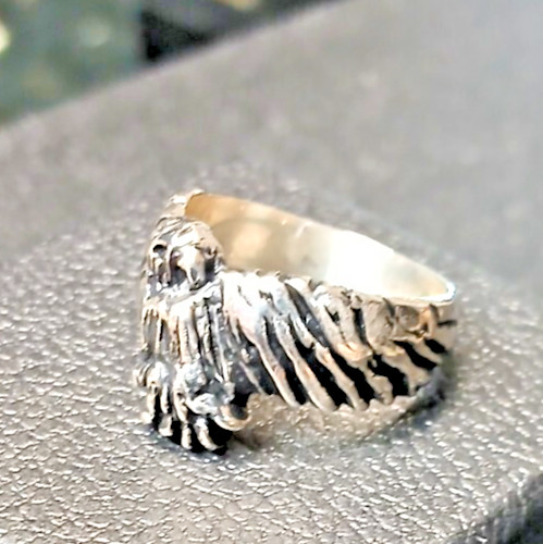 Silver Falcon ring (Eagle Hawk....) (size 9.75 ..6.6dwts handcrafted