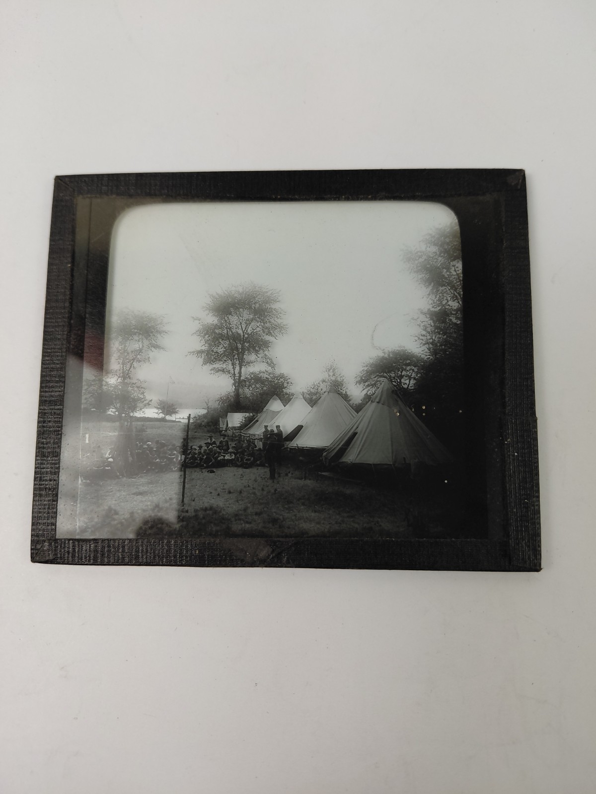 Magic Lantern Glass Slide Photo Keystone P16 Boy Scouts In Camp