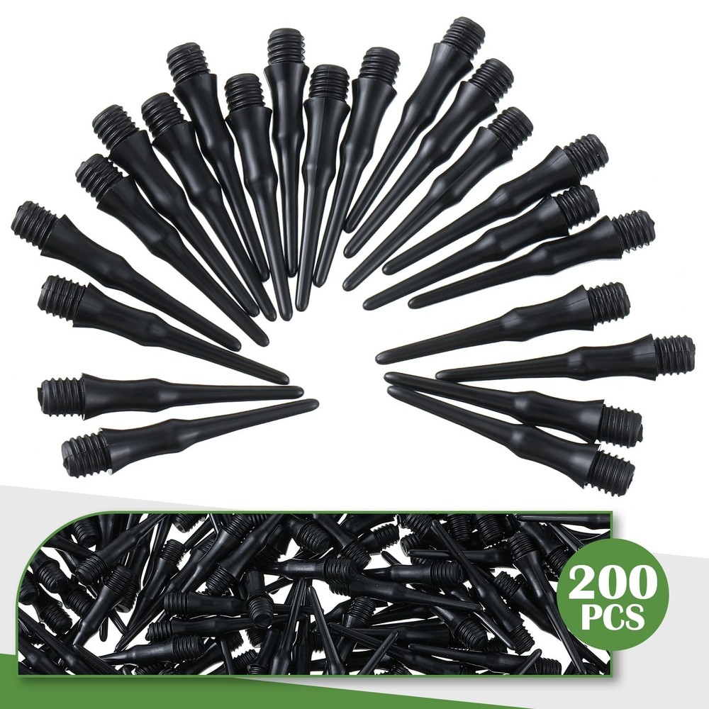 200 Pack Soft Tip Dart Points 2BA Thread Plastic Replacement VioraWhite NEW