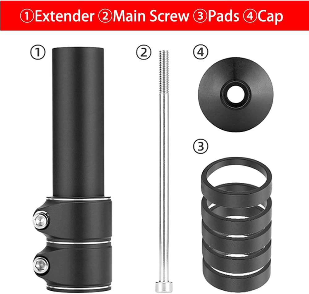 Bike Stem Riser - 3 Pack - Adjustable Height Bike Fork Stem Extender, Handleb...