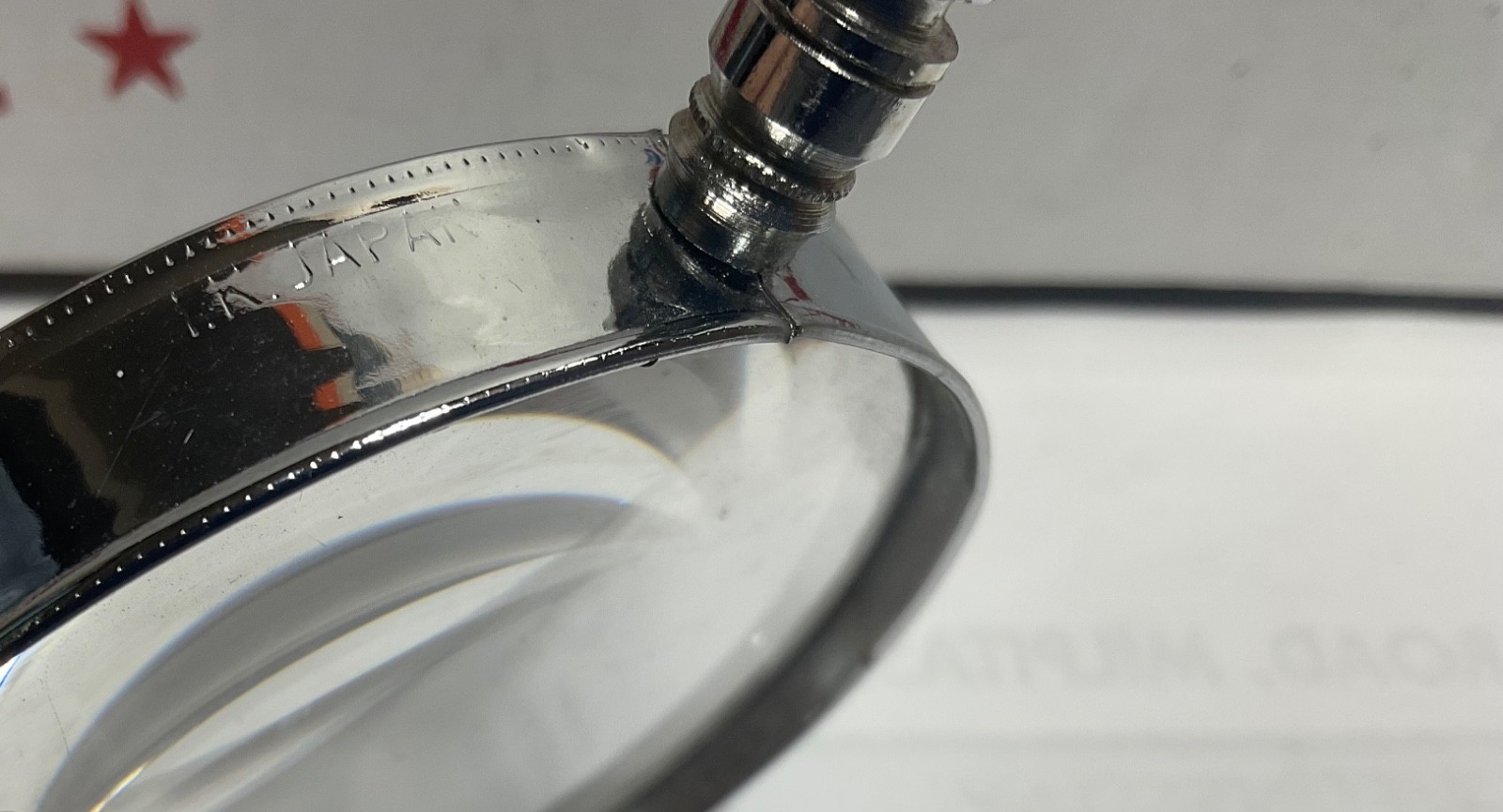 Vintage Magnifying Glass - Glass Lens Metal Frame - Made in Japan