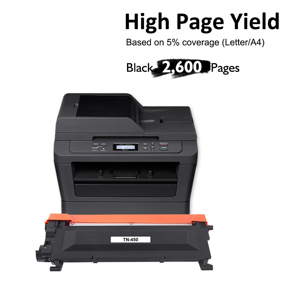 NEW TN450 TN-450 High Yield Toner Cartridge For Brother - 2PK