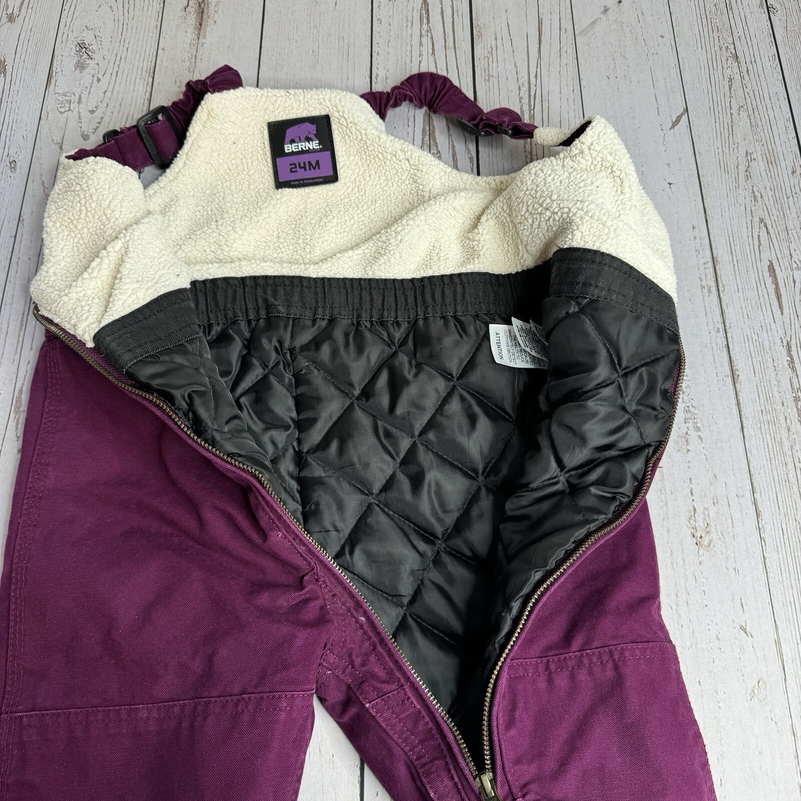 Berne Insulated Lined Coveralls Purple Girls Toddler Size 24 Months Snow Overall