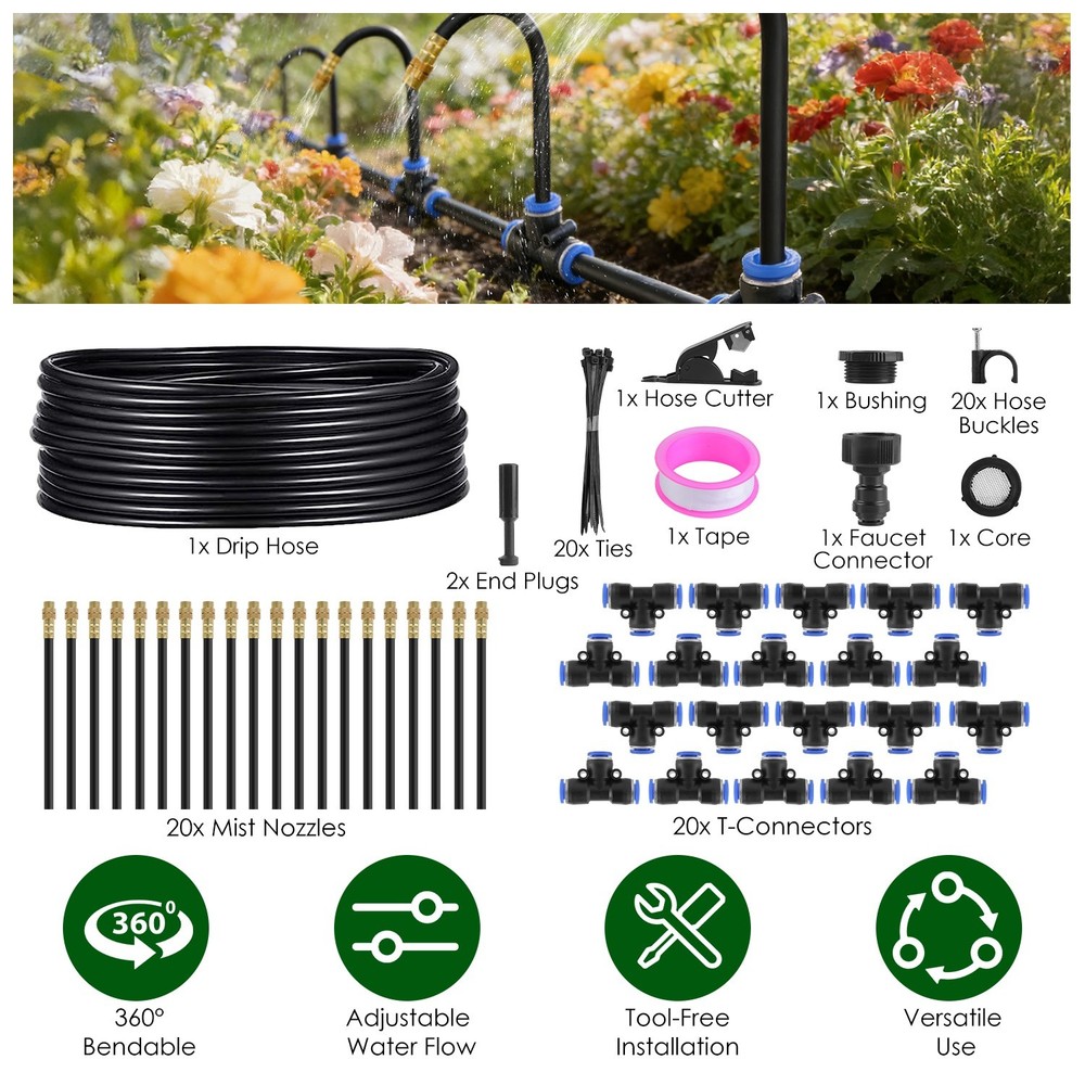 49Ft Drip Irrigation Kit Automatic Drip Irrigation System Garden Watering System