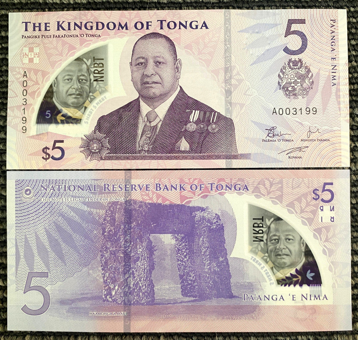 Kingdom Of Tonga 5 Pa'anga 2023-2024 Polymer Banknote World Paper Money UNC