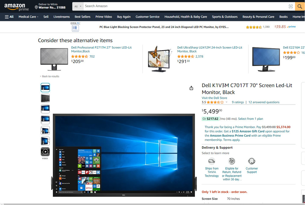 70" Dell smart board _ Interactive whiteboard for classroom With Windows 11