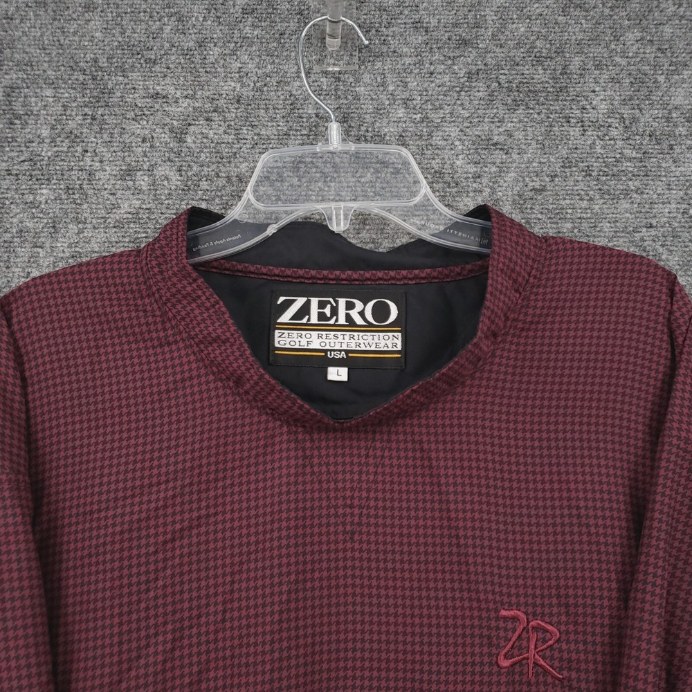 Zero Restriction Golf Jacket Mens L Large Red Houndstooth Pullover Golfing