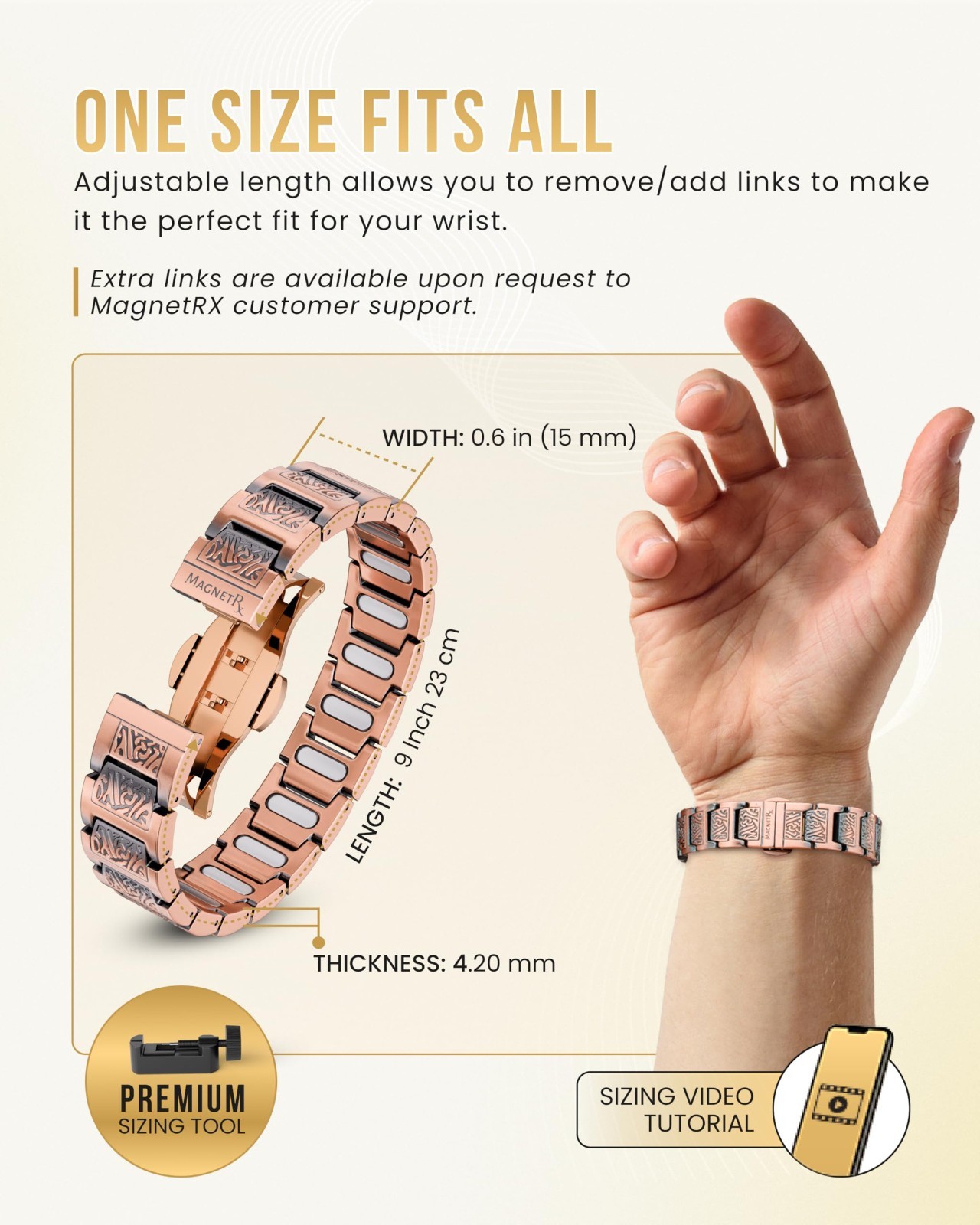 MagnetRX® Copper Bracelet for Men EllipseMAX 5X Strength Magnets (Viking Style)
