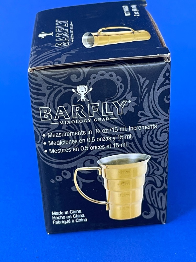 Drink Jigger with Handle 2-ounce Measurement Gold Plated Finish