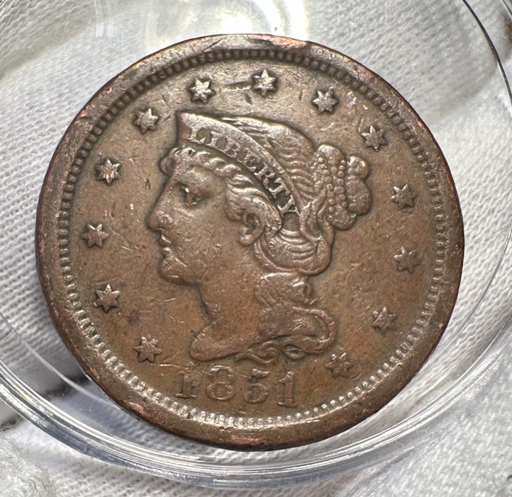 1851 Braided Hair Large Cent B