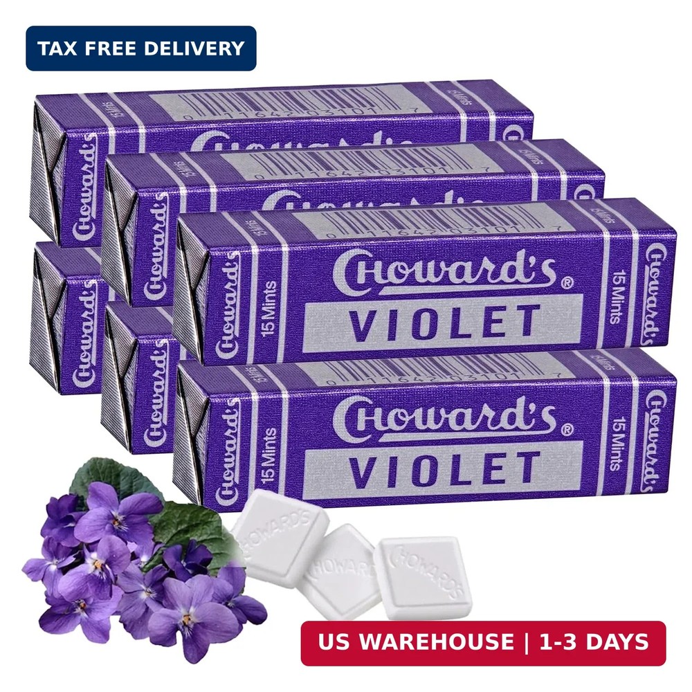 Choward's Violet Mints Candy | Bold Aromatic Flavor 6 Pack 15 Mints Per Package