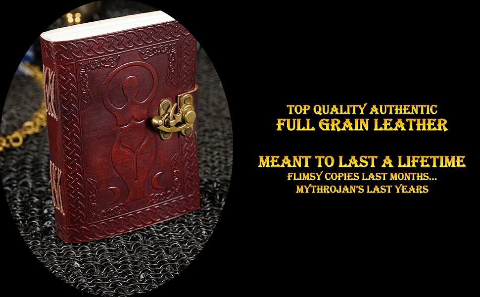 Medieval Leather Journal with Lockable Closure Diary Paper Notebook Book Brown