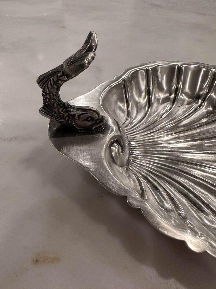Gorham 5” Silver Plate Koi Fish Decorative Clam Shell Candy Trinket Dish YC 245