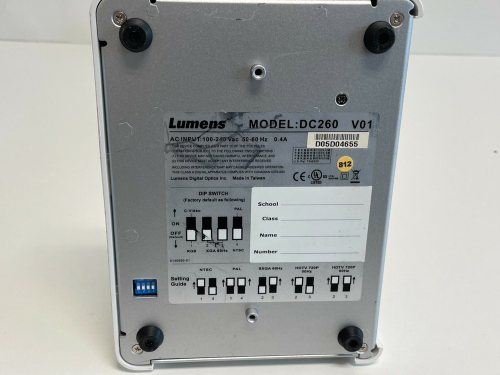 F9: Lumens DC260 Document Camera / Visual Presenter