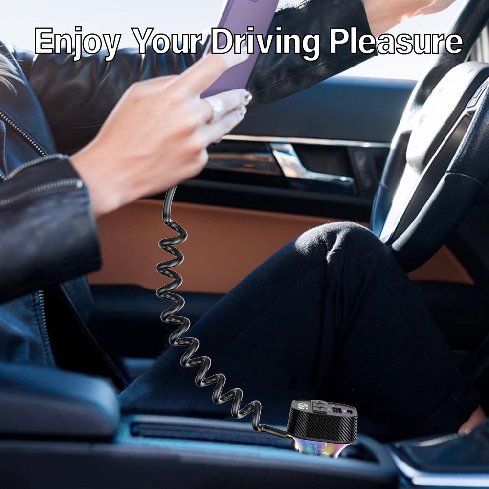 Bluetooth 5.3 FM Transmitter for Car, Car Adapter with Cable-Black