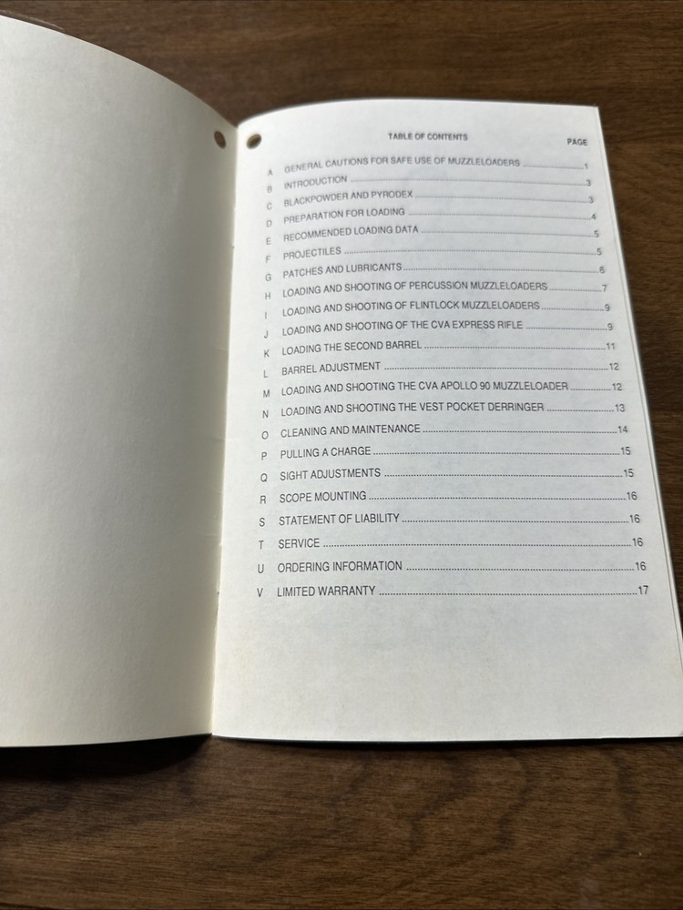 Vintage Original 1992 CVA Muzzleloader Owners Manual
