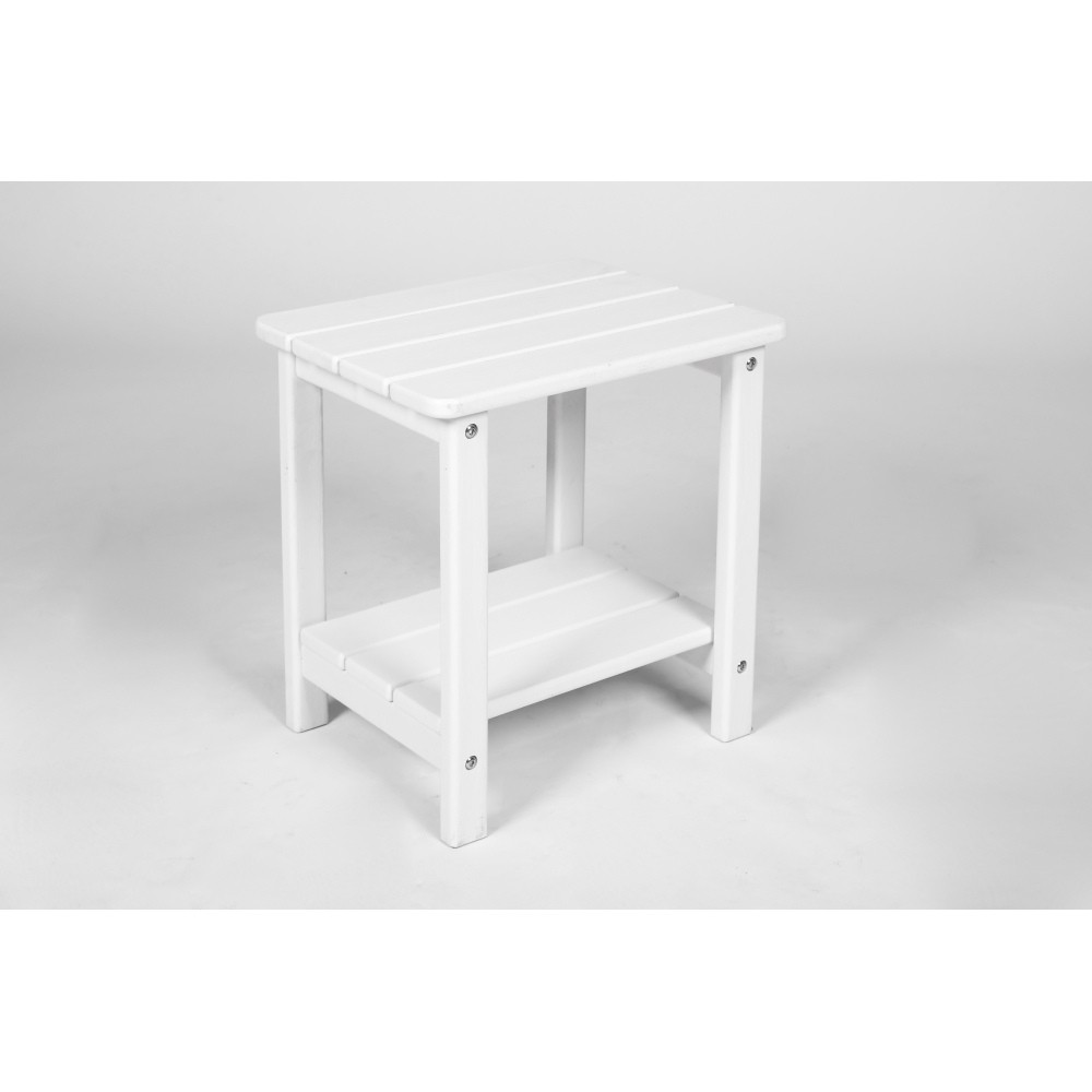 Folding Adirondack Chair & Side Table Set (2 Chairs, 1 Table) - White