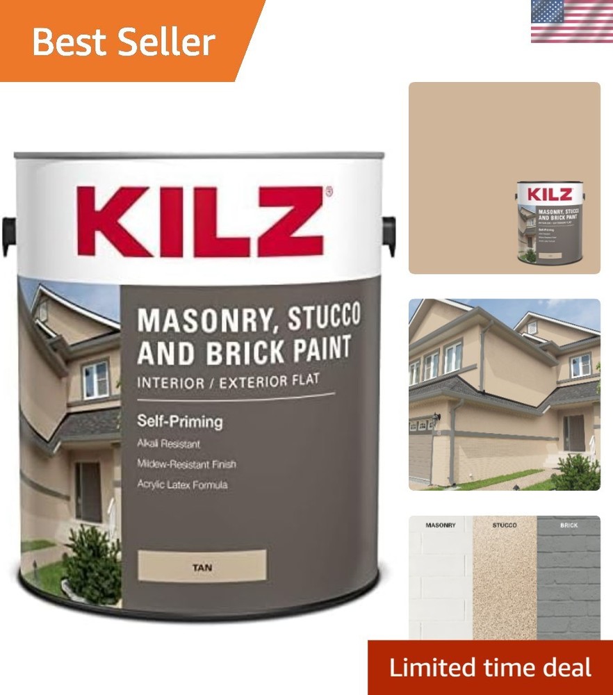 Tan Flat Paint – Self-Priming Solution for Masonry, Brick & Stucco
