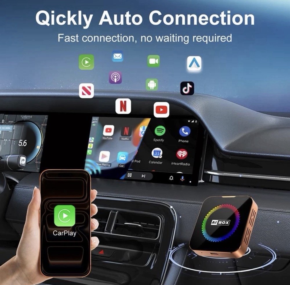 Aimoon Orange Ai Cube Pro Max Wireless Carplay Adapter for Iphone & Android Auto