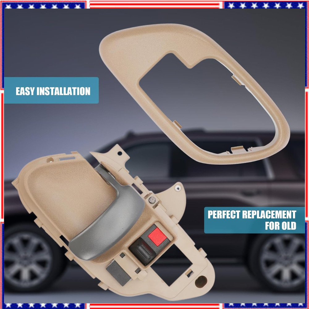 Interior Door Handle W/Bezel (TAN) Compatible with 1995-2000 Chevy GMC
