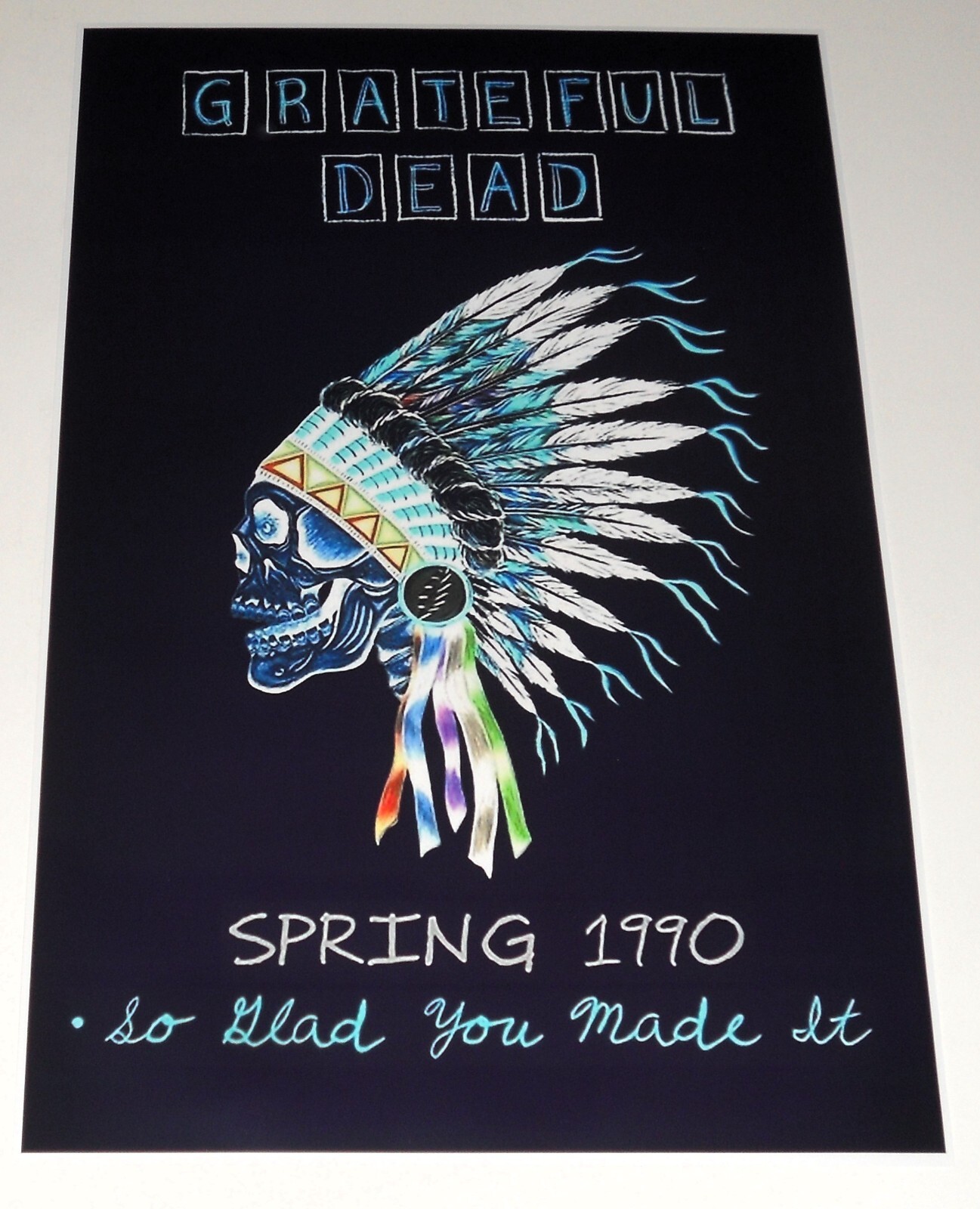 Grateful Dead Jerry Garcia / Bob Weir Black Spring Tour 1990 Poster 19" x 13"