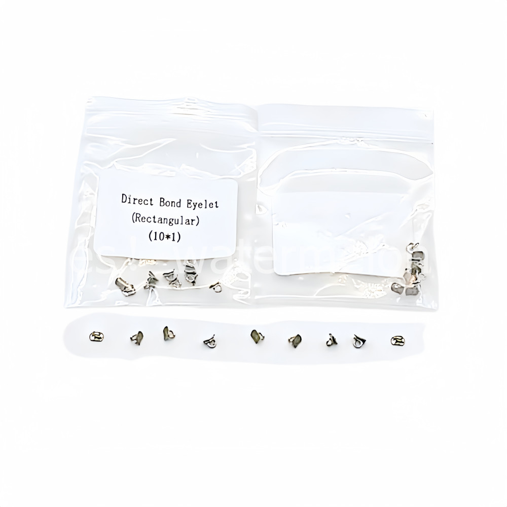 100 Pcs Dental Orthodontic Direct Bond Eyelet Rectangular Base Lingual Button