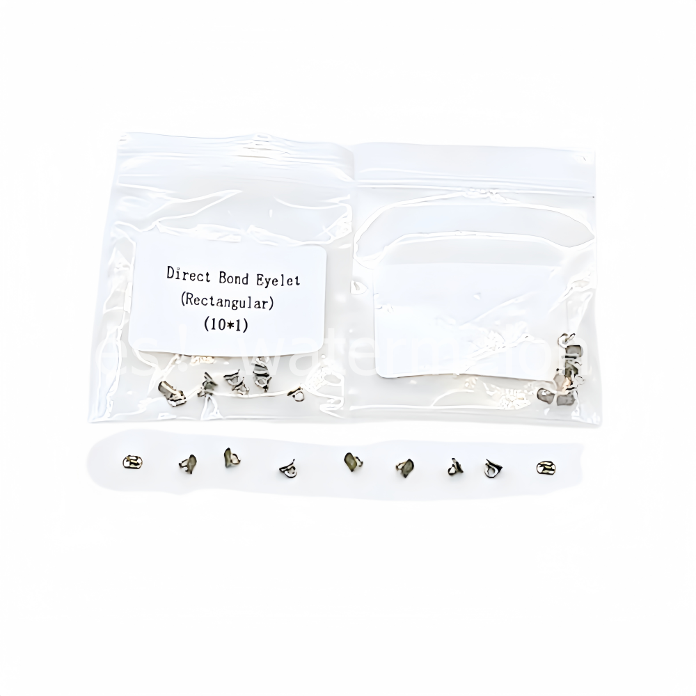 100 Pcs Dental Orthodontic Direct Bond Eyelet Rectangular Base Lingual Button