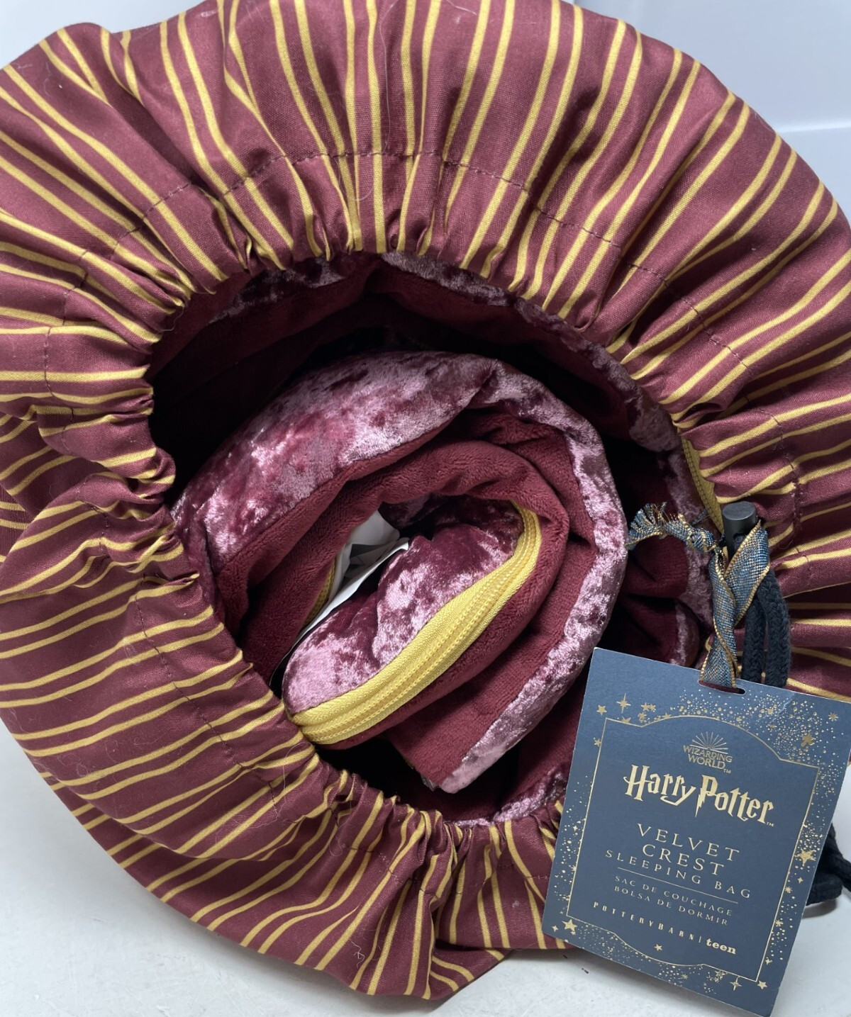 New Pottery Barn Teen Harry Potter Hogwarts Crest Velvet Sleeping Bag