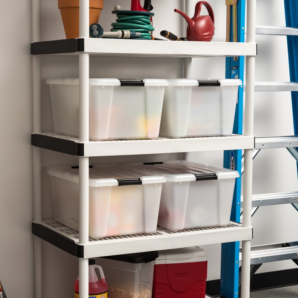 45-Qt Durable Plastic Storage Box Stackable Container Bin w/Latching Lids 4 Pack