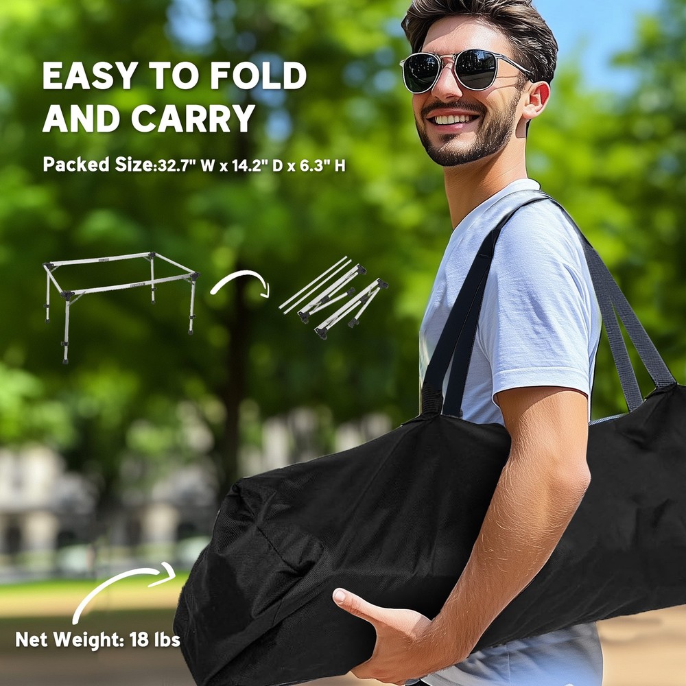 Foldable Table, Adjustable Height Aluminum Table for Picnic