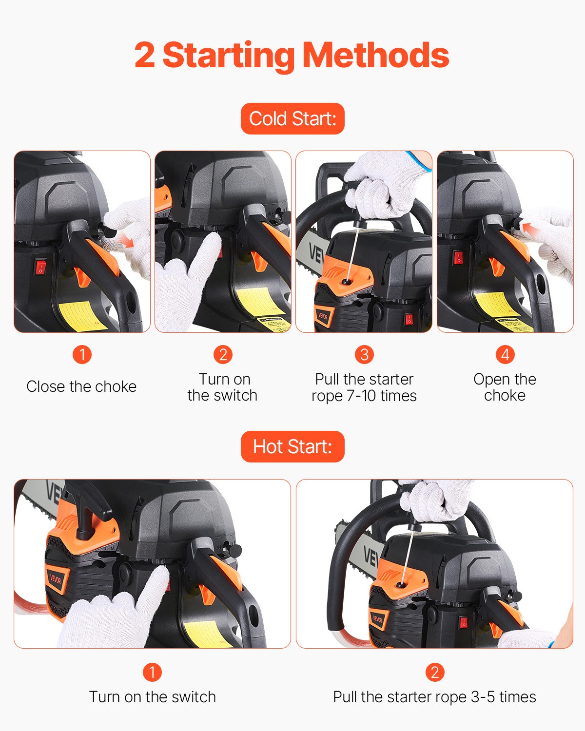 VEVOR 62cc Gas Chainsaw 3.8 HP Gas Powered 20 inch Chainsaw For Wood Cutting