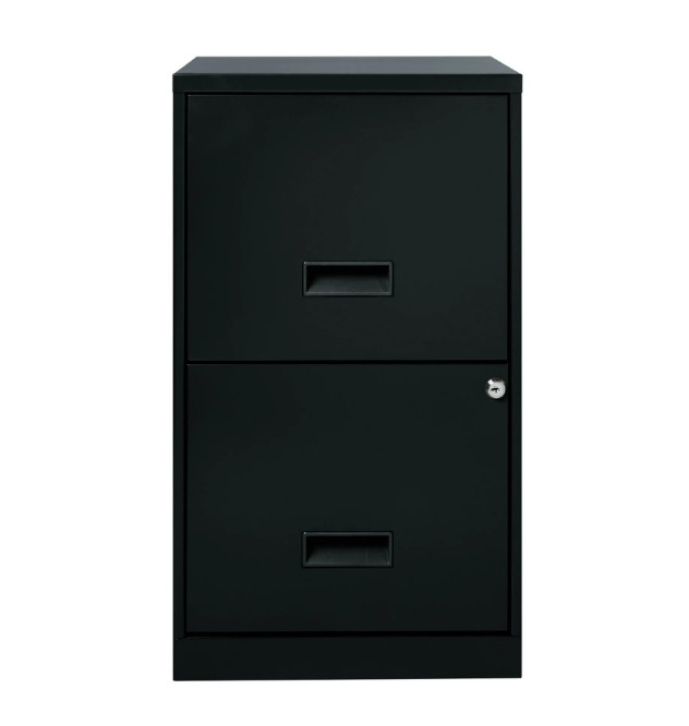 18" Deep 2 Drawer Letter Width Vertical File Cabinet, Secure Locking, Black