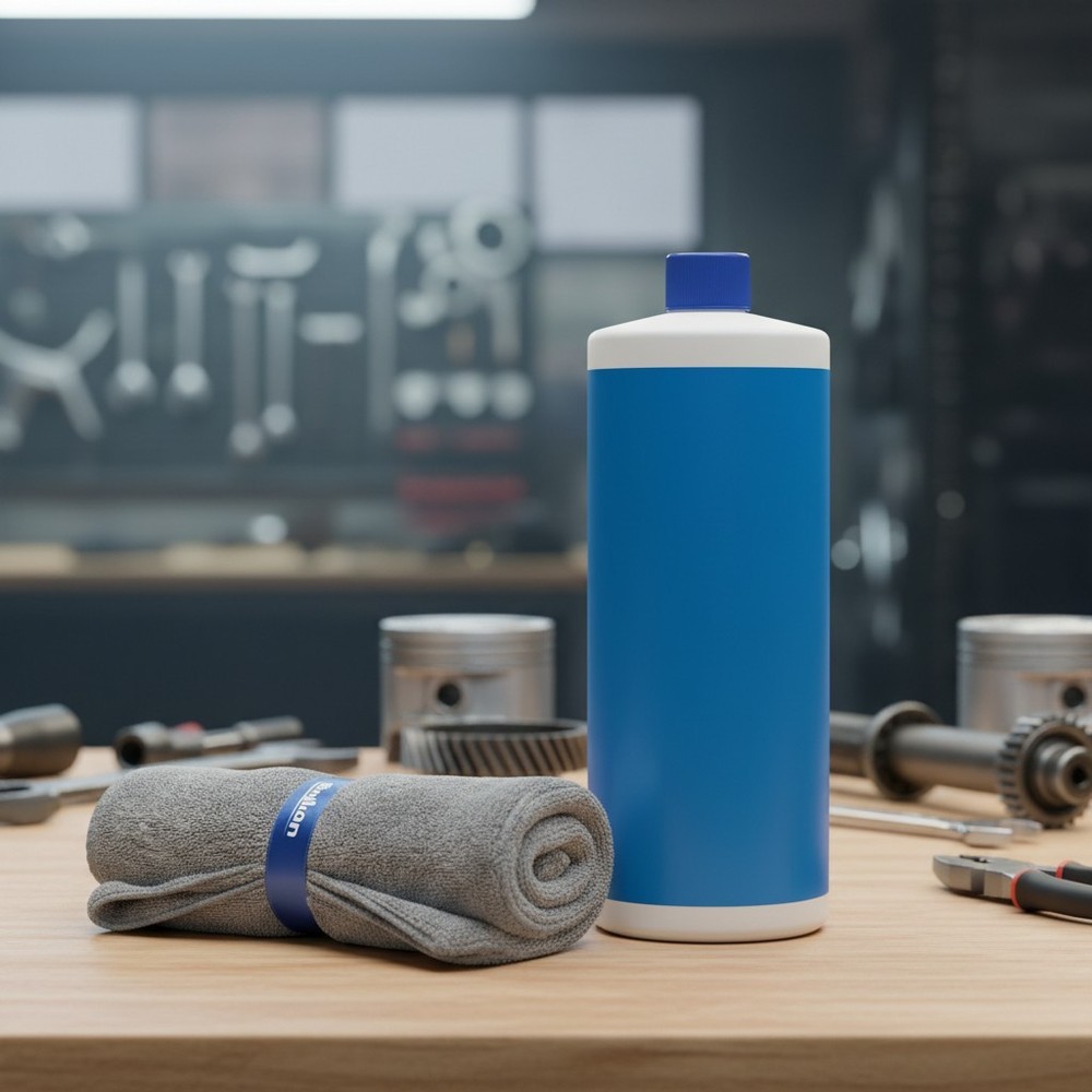 Powerful Ultrasonic Cleaning Solution & Microfiber Cloth for Engine Parts