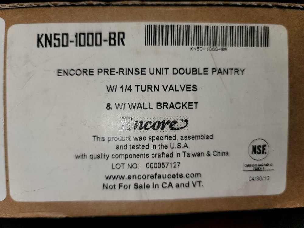ENCORE MODEL KN50-1000-BR WALL MOUNT PRE-RINSE ASSEMBLY