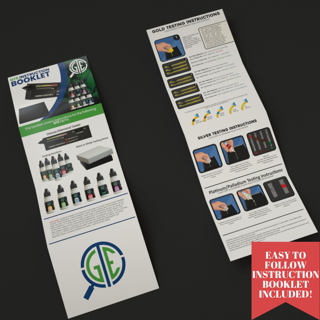 Gold Silver Platinum Testing Kit - Test 9K 10K 12K 14k 18K 22K 999 925 Sterling