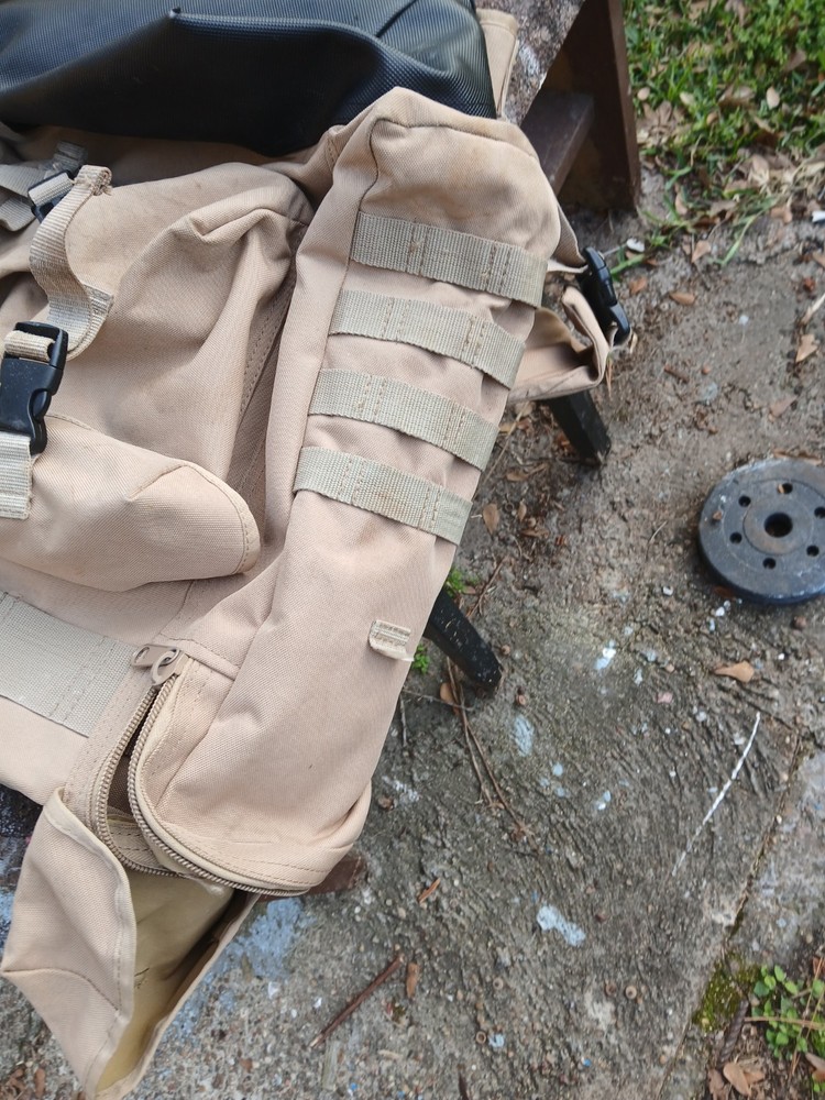 Tan Military Surplus Backpack Militaria Multiple Pockets Webbing
