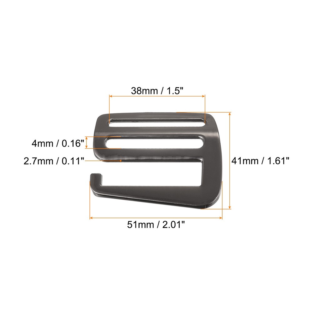 1.5" Webbing Release G Hook Buckle Adjusters for Backpack Strap, 4Pcs Dark Grey