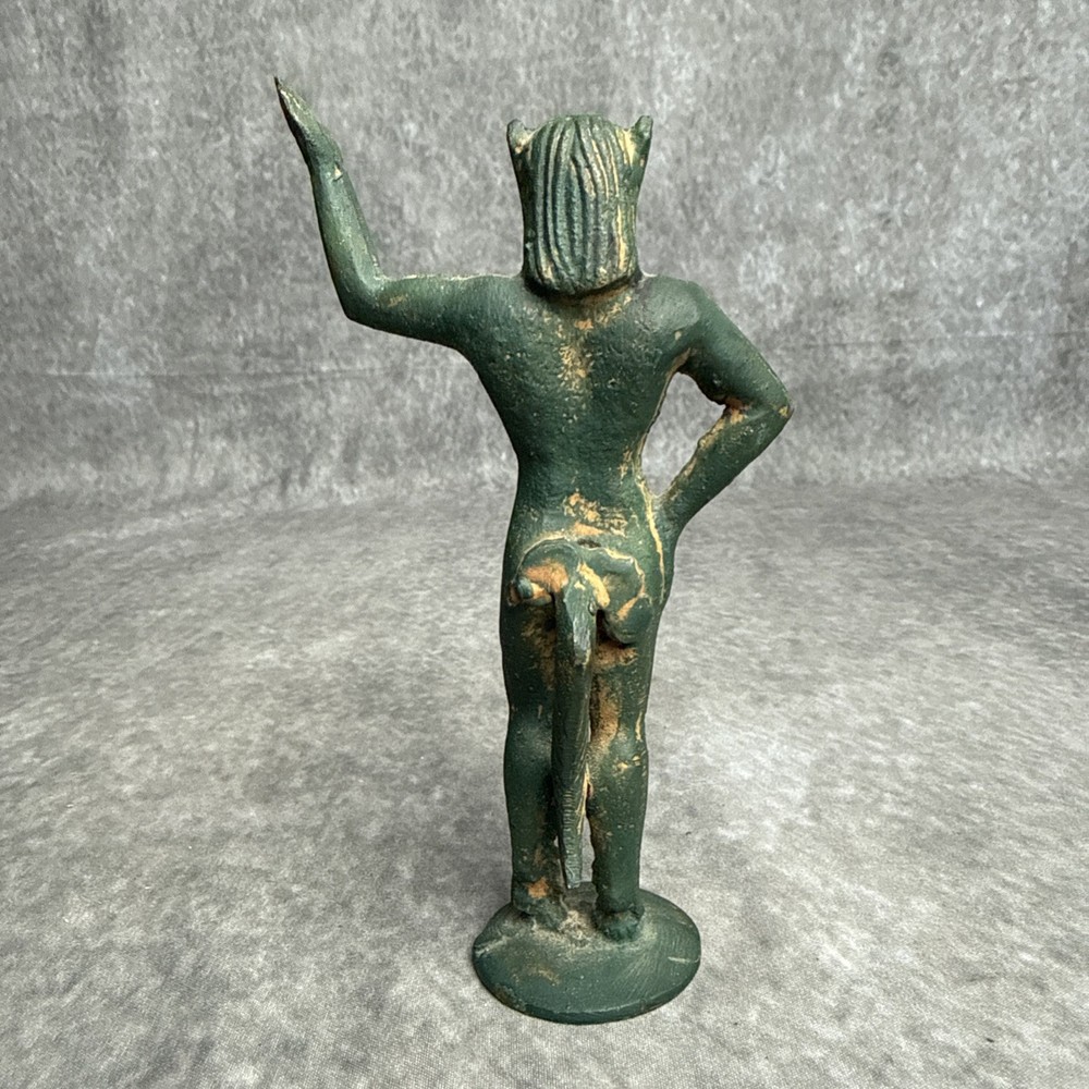 Solid Bronze Ithyphallic Satyr Pan Statuette 5 1/4”" Classical Style