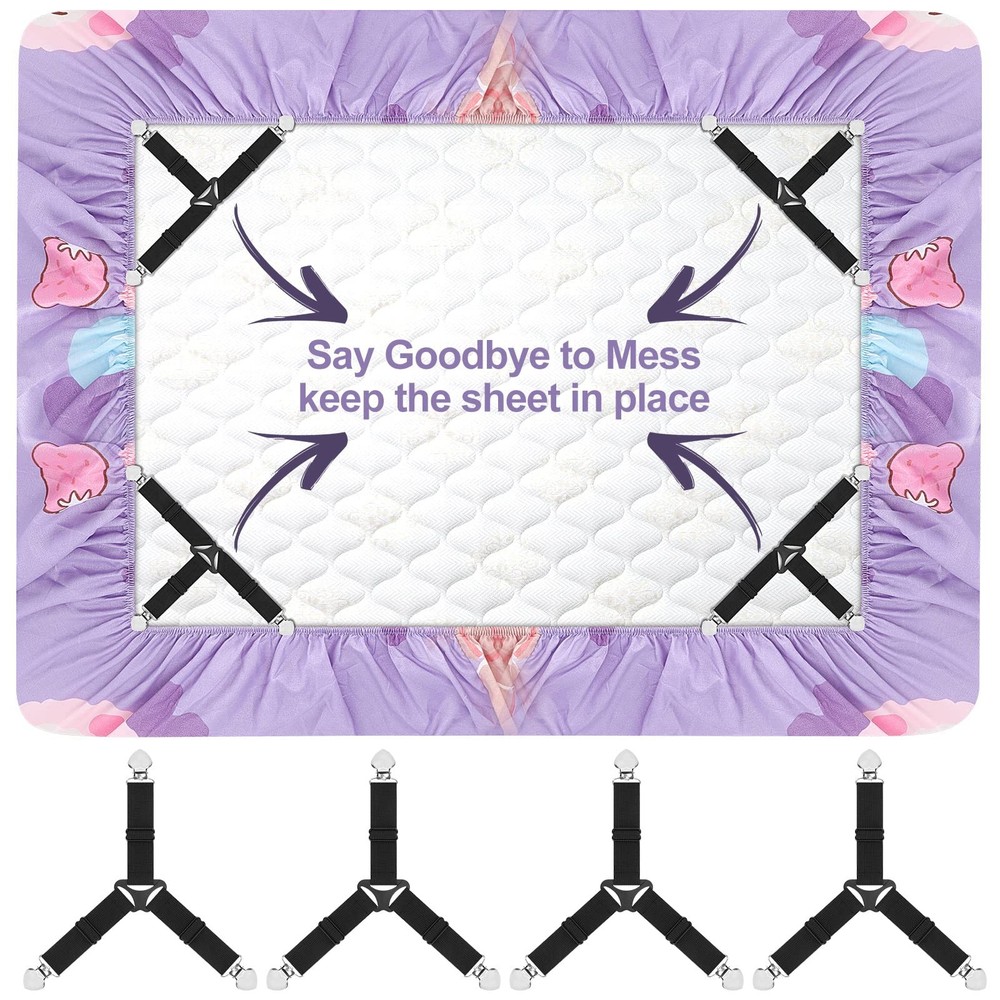 4PCS Bed Sheet Fasteners Triangle Mattress Straps Holders